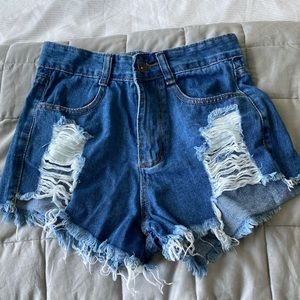 High waisted denim shorts